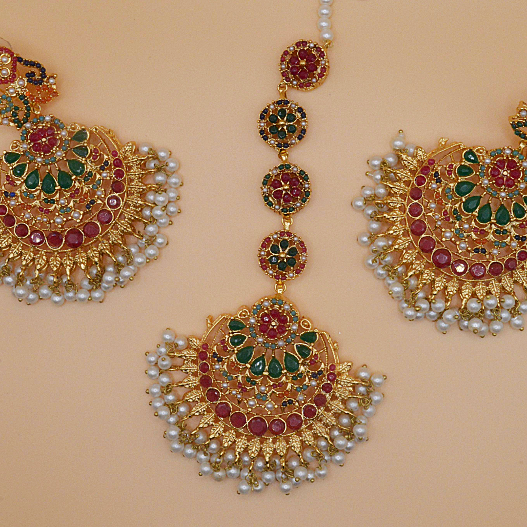 Mahrook Earrings and Teeka Set